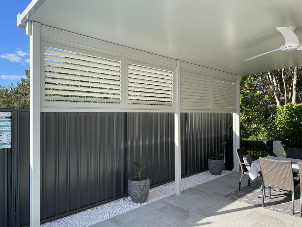 attached patio privacy slat screen diddillibah coastal patios
