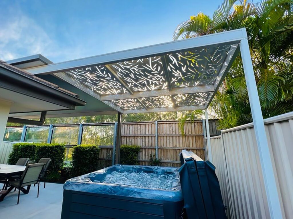 decorative perforated ceiling pergola bushland cooroibah coastal patios